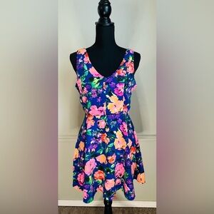 ONE Clothing Floral V Neck Sleeveless Flare Dress Size M